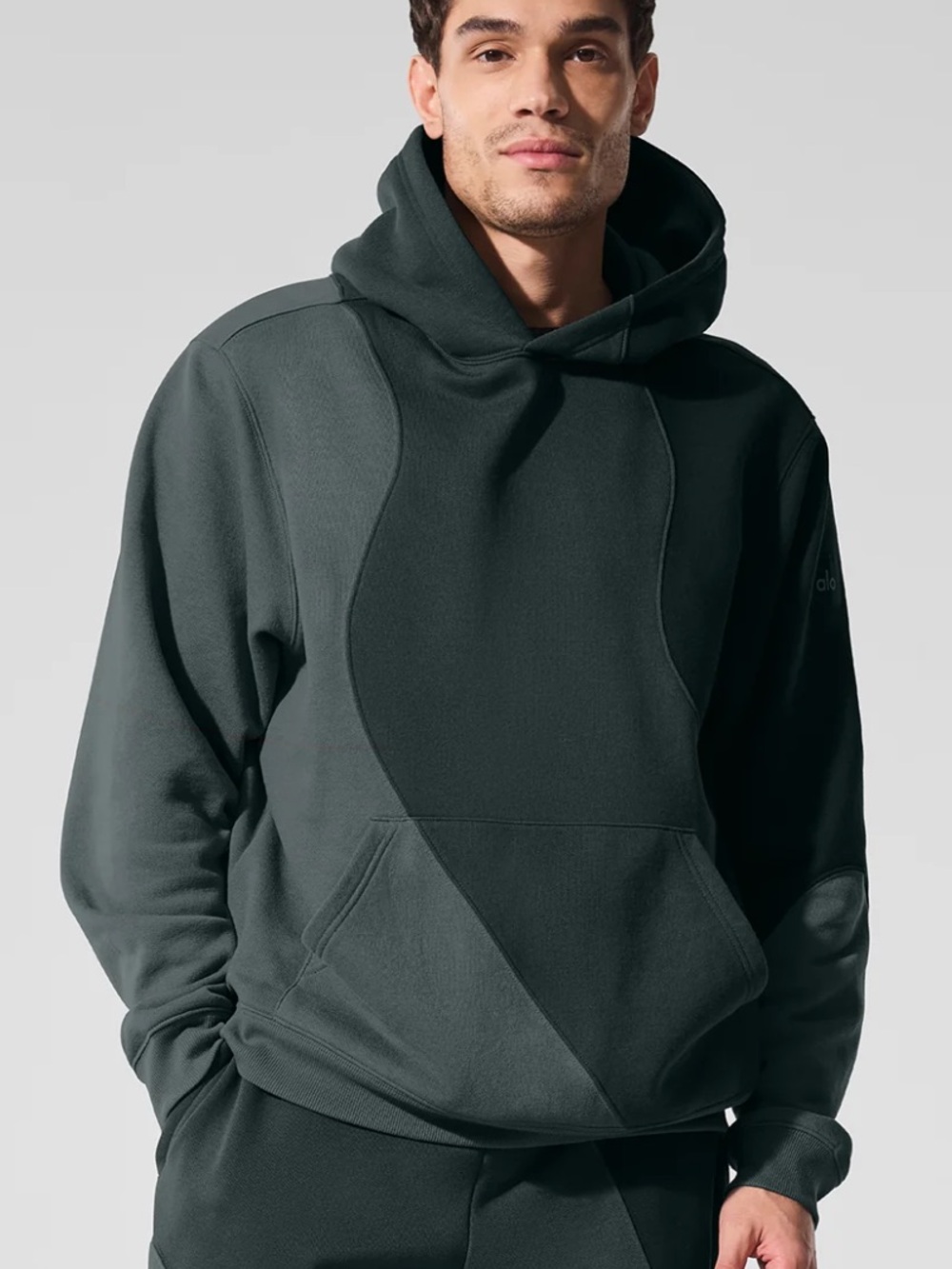 Alo Yoga Make Waves Men's Black Two-Tone Hooded Sweatshirt Unisex